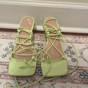 Prettylittlething Green Strappy Sandals